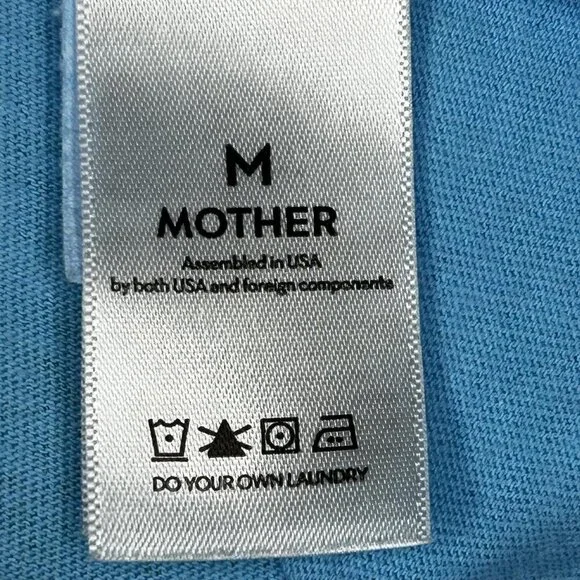 MOTHER Shirt Womens M Blue The Mock 10 Tee Mock Neck Sleeveless Pocket Cotton - Picture 4 of 9